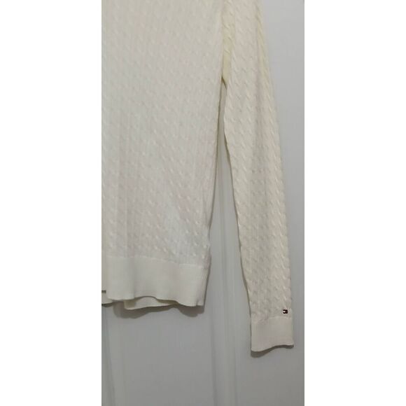 Tommy Hil womens medium 100% pima cotton cable knit ivory lightweight sweater - Picture 3 of 8